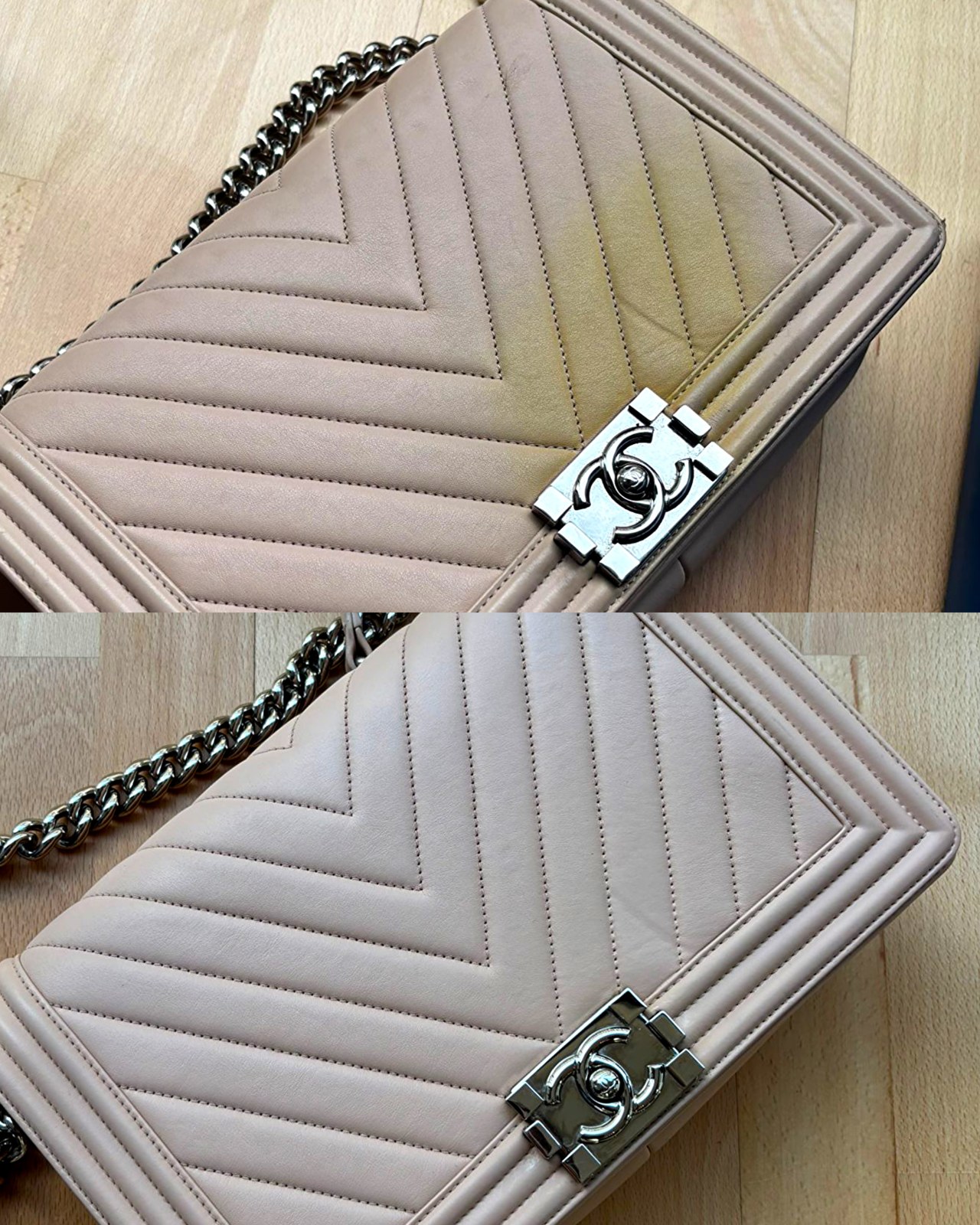 Before and after result of professional shoe and bag care at FOAM Vienna (12)
